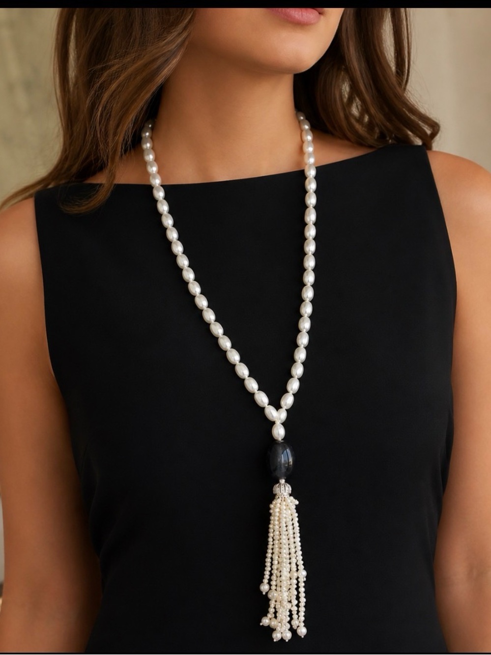 Gorgeous fresh water pearl necklace. 30 inches of pearls plus 4 inch tassel-19in